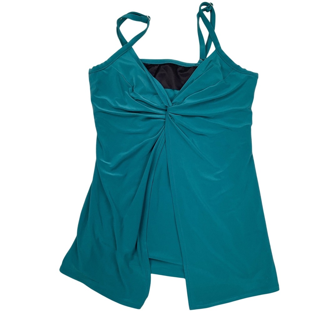 Miraclesuit‎ Tankini Top Women 12 Teal Twist Fly Away Layered Beach Swim Modest